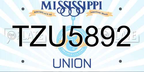 TZU5892 Mississippi License Plate