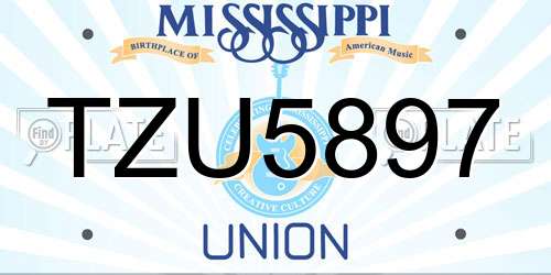 TZU5897 Mississippi License Plate