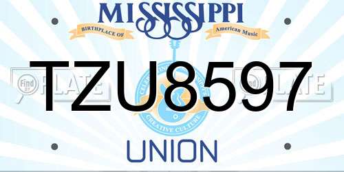 TZU8597 Mississippi License Plate