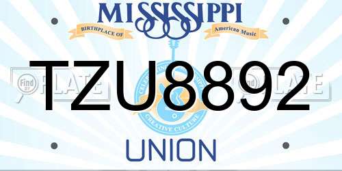 TZU8892 Mississippi License Plate