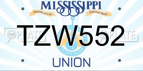 TZW552 Mississippi License Plate