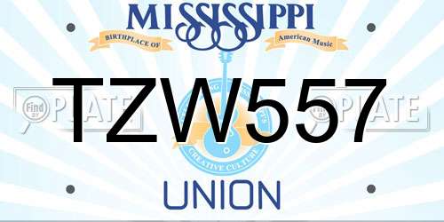 TZW557 Mississippi License Plate