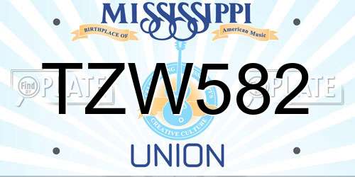 TZW582 Mississippi License Plate