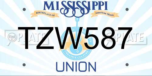 TZW587 Mississippi License Plate