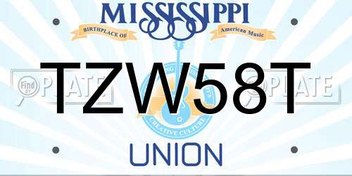 TZW58T Mississippi License Plate