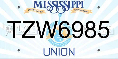TZW6985 Mississippi License Plate