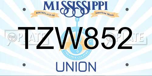 TZW852 Mississippi License Plate
