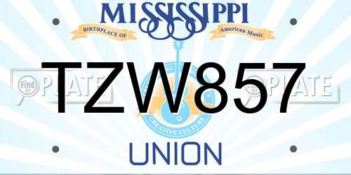 TZW857 Mississippi License Plate