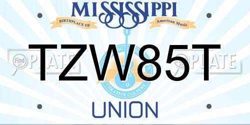 TZW85T Mississippi License Plate