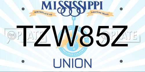 TZW85Z Mississippi License Plate