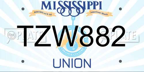 TZW882 Mississippi License Plate