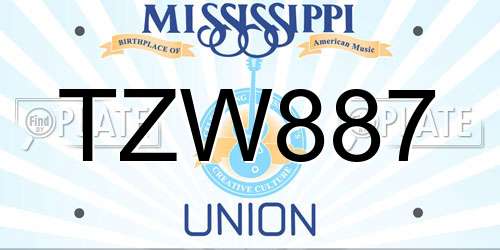 TZW887 Mississippi License Plate
