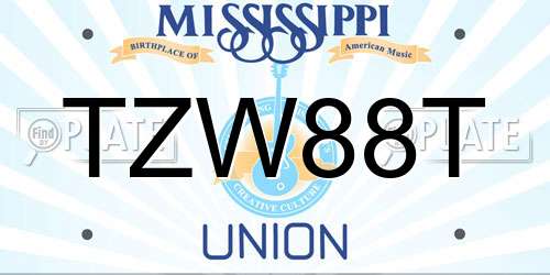 TZW88T Mississippi License Plate