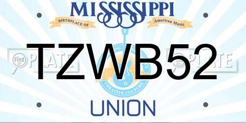 TZWB52 Mississippi License Plate