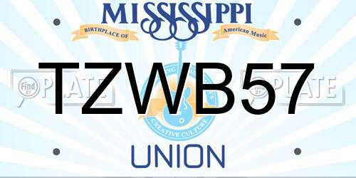 TZWB57 Mississippi License Plate