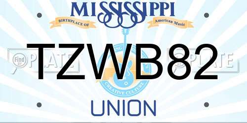 TZWB82 Mississippi License Plate