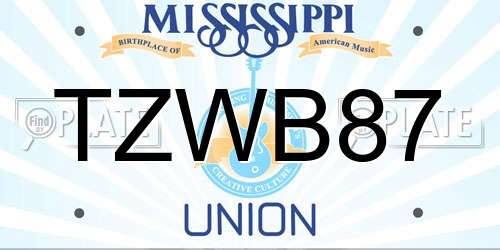 TZWB87 Mississippi License Plate