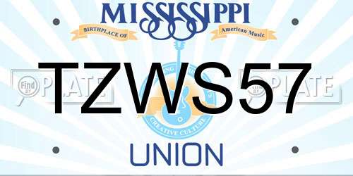 TZWS57 Mississippi License Plate