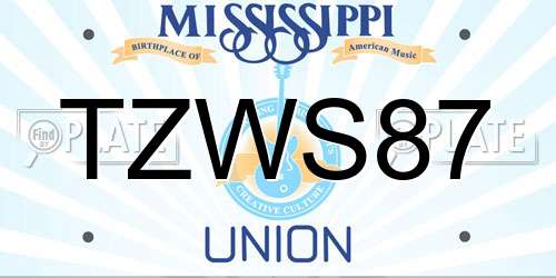 TZWS87 Mississippi License Plate