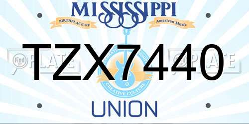 TZX7440 Mississippi License Plate