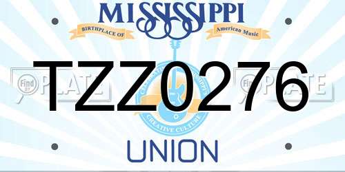 TZZ0276 Mississippi License Plate
