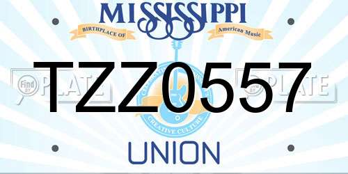 TZZ0557 Mississippi License Plate