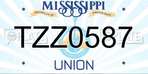 TZZ0587 Mississippi License Plate
