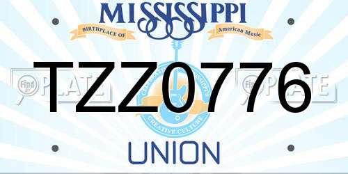 TZZ0776 Mississippi License Plate