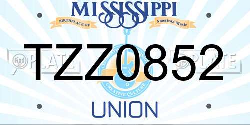 TZZ0852 Mississippi License Plate