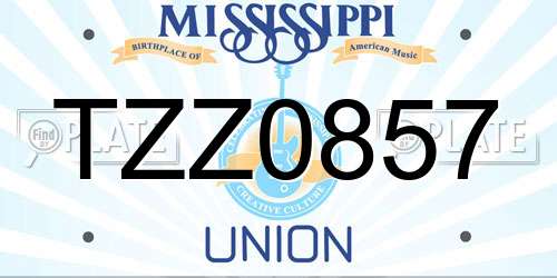 TZZ0857 Mississippi License Plate