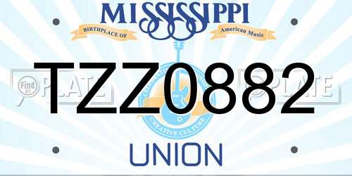 TZZ0882 Mississippi License Plate