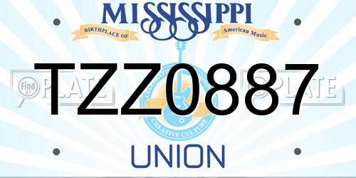 TZZ0887 Mississippi License Plate