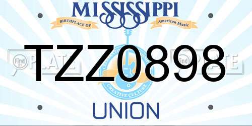 TZZ0898 Mississippi License Plate