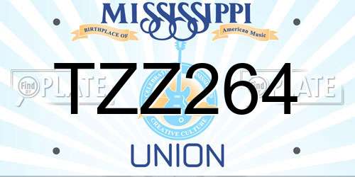 TZZ264 Mississippi License Plate