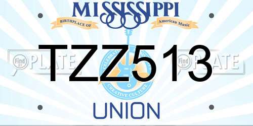 TZZ513 Mississippi License Plate