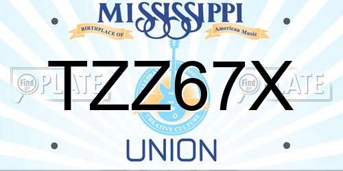 TZZ67X Mississippi License Plate