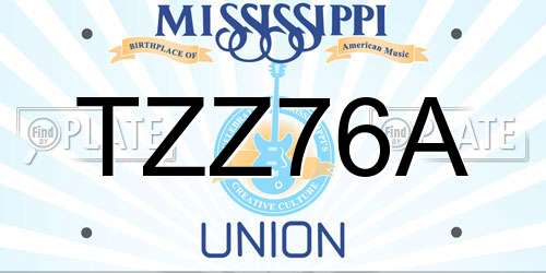 TZZ76A Mississippi License Plate