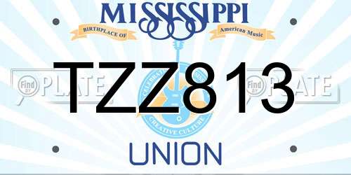 TZZ813 Mississippi License Plate