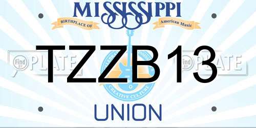 TZZB13 Mississippi License Plate