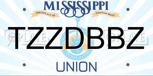 TZZDBBZ Mississippi License Plate