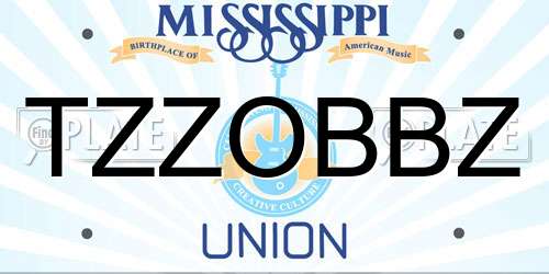 TZZOBBZ Mississippi License Plate