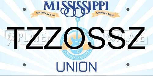 TZZOSSZ Mississippi License Plate