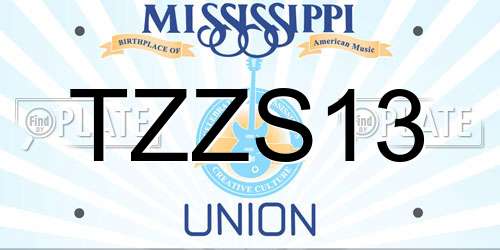 TZZS13 Mississippi License Plate