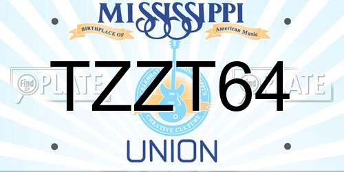 TZZT64 Mississippi License Plate