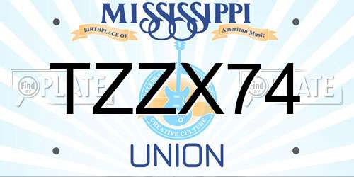 TZZX74 Mississippi License Plate
