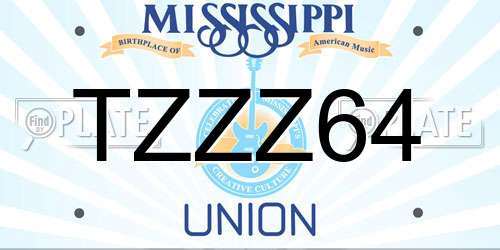 TZZZ64 Mississippi License Plate