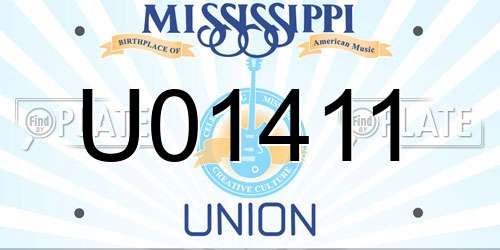 U01411 Mississippi License Plate