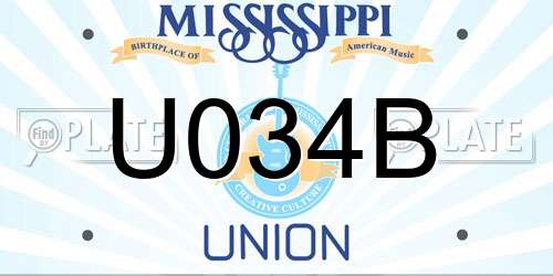 U034B Mississippi License Plate