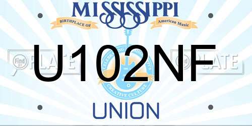 U102NF Mississippi License Plate
