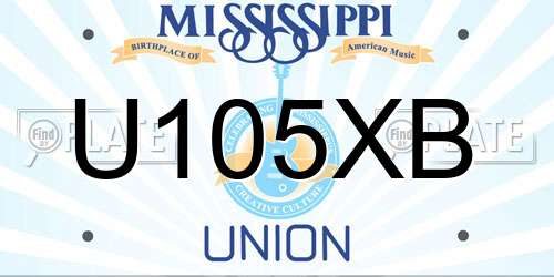 U105XB Mississippi License Plate